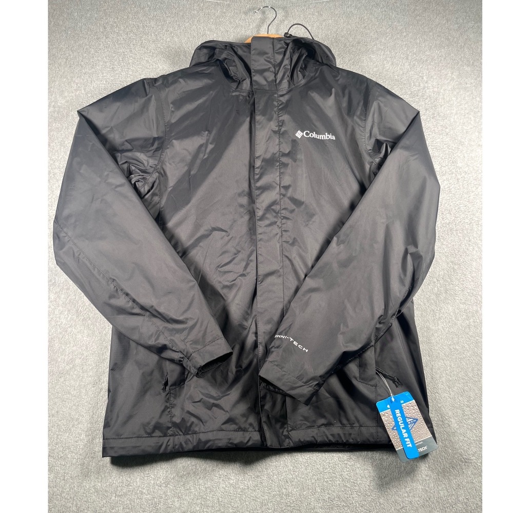 Columbia Mens Timber Pointe FS Jacket Black Omni-Tech Rain Hooded XM3676-009 XS